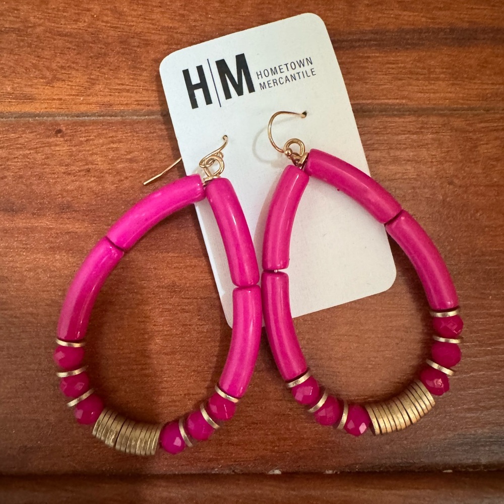 H&M Pink and Gold Playful Hoop Earrings